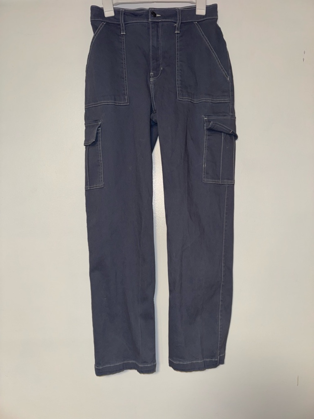 Hollister Ultra High Rise Dad Pants Light Blue Cargo Pockets Womens 7L